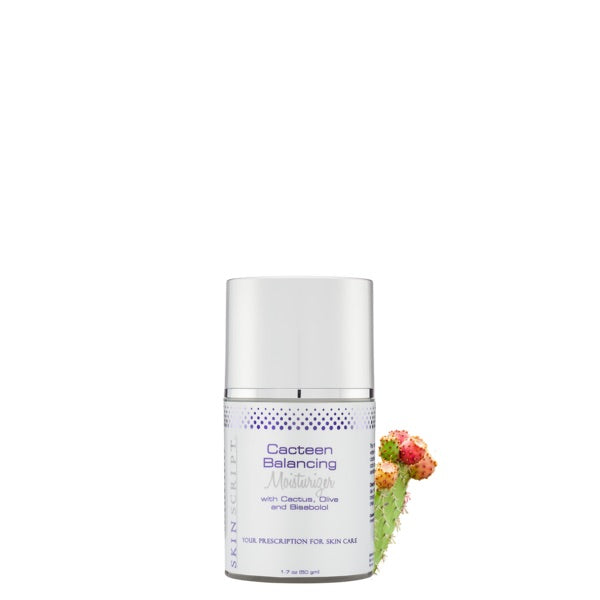 Cacteen Balancing Moisturizer balances surface lipids and water with the healing properties of prickly pear cactus and the fatty acids in olive oil.