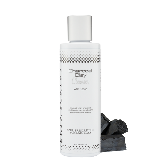 Charcoal Clay cleanser is infused with charcoal and kaolin clay to absorb environmental toxins.  Kaolin clay absorbs oil, removes impurities and helps prevent clogged pores.